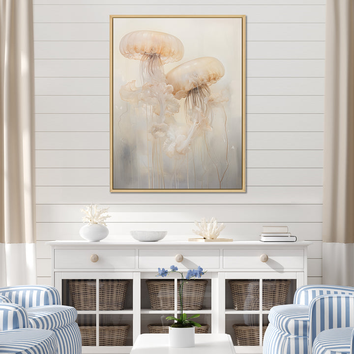 Minimalism White Jellyfish Dreams - Jellyfish Canvas Wall Art