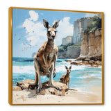 Kangaroo Family In Australia Coast - Blue Kangaroo Wall Art