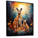 Cute Kangaroo Flower Oasis - Kangaroo Framed Canvas Art