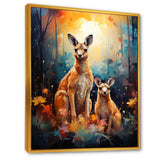 Cute Kangaroo Flower Oasis - Kangaroo Framed Canvas Art