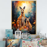 Cute Kangaroo Flower Oasis - Kangaroo Framed Canvas Art