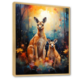 Cute Kangaroo Flower Oasis - Kangaroo Framed Canvas Art
