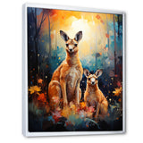 Cute Kangaroo Flower Oasis - Kangaroo Framed Canvas Art