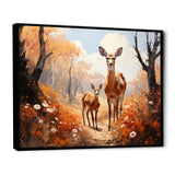 Wild Deer Golden Flower Kingdom - Deer Living Room Wall Art