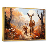 Wild Deer Golden Flower Kingdom - Deer Living Room Wall Art