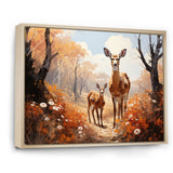 Wild Deer Golden Flower Kingdom - Deer Living Room Wall Art
