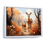 Wild Deer Golden Flower Kingdom - Deer Living Room Wall Art