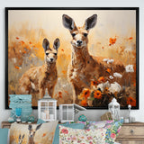 Kangaroo Golden Blooms Outback - Kangaroo Bedroom Wall Art