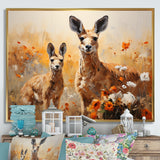 Kangaroo Golden Blooms Outback - Kangaroo Bedroom Wall Art