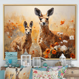 Kangaroo Golden Blooms Outback - Kangaroo Bedroom Wall Art