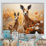Kangaroo Golden Blooms Outback - Kangaroo Bedroom Wall Art