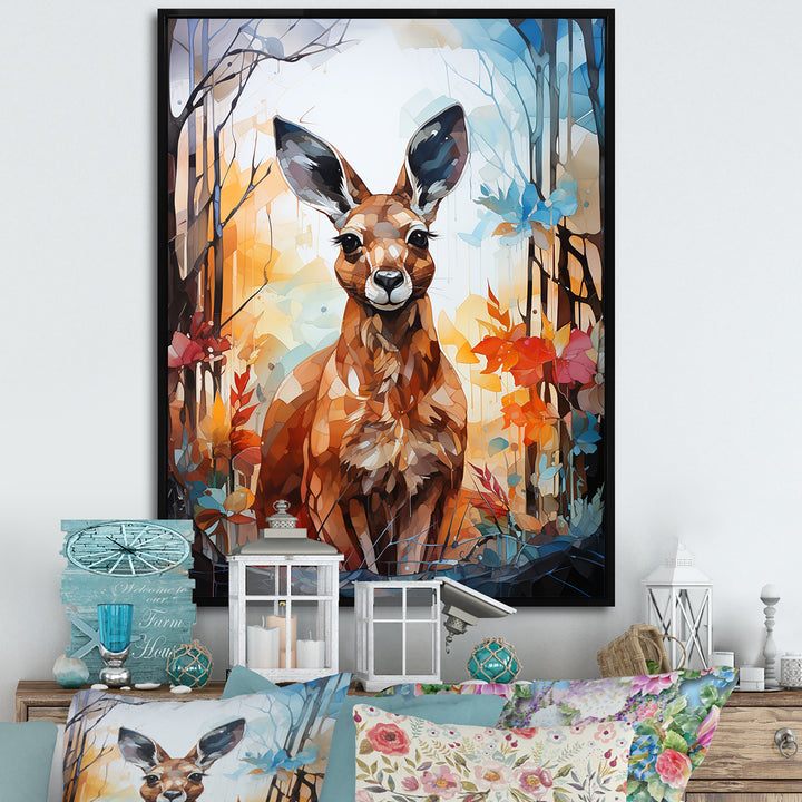 Colorful Kangaroo Popart Spirit - Kangaroo Canvas Wall Art