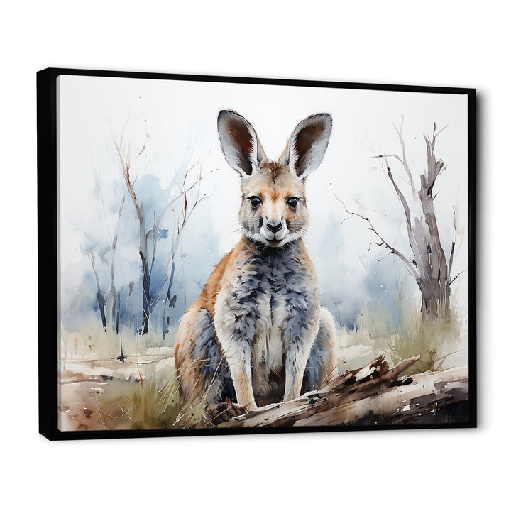 Minimalism Kangaroo Portrait - Kangaroo Canvas Wall Art