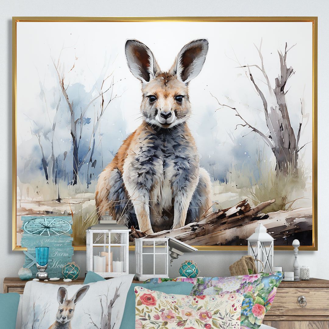 Minimalism Kangaroo Portrait - Kangaroo Canvas Wall Art