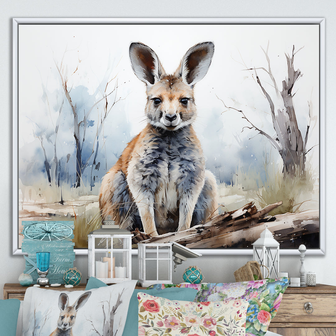 Minimalism Kangaroo Portrait - Kangaroo Canvas Wall Art