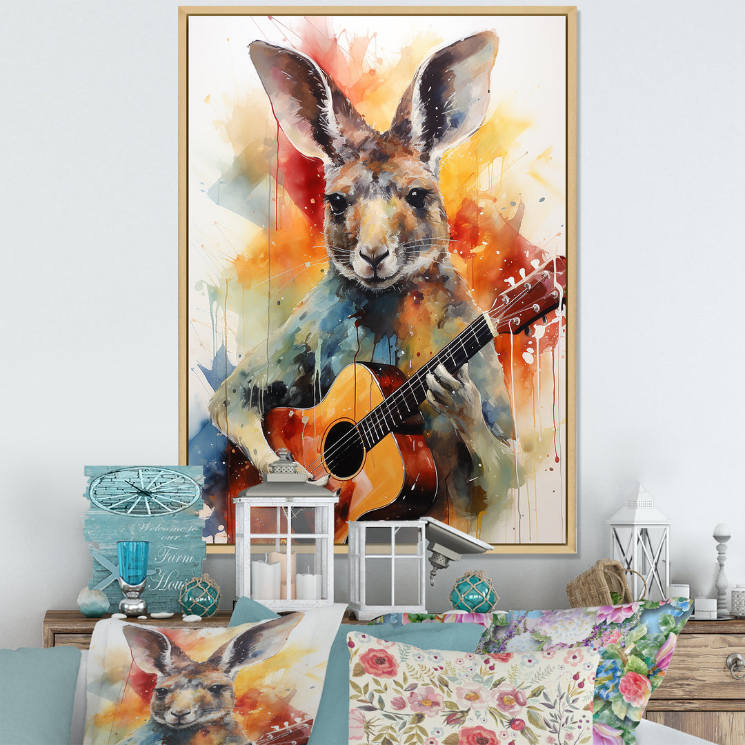 Colorful Kangaroo Playing Guitar - Kangaroo Wall Art Prints