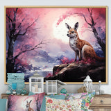 Moonlight Kangaroo Landscape - Pink Kangaroo Wall Art