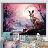 Moonlight Kangaroo Landscape - Pink Kangaroo Wall Art