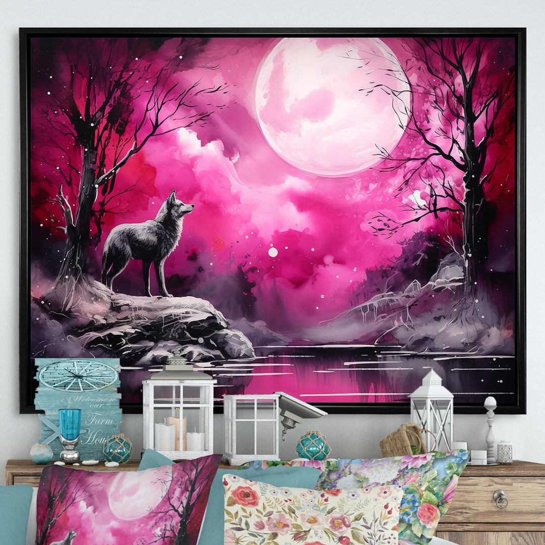 Moonlight Wolf Marvel - Pink Wolf Wall Art