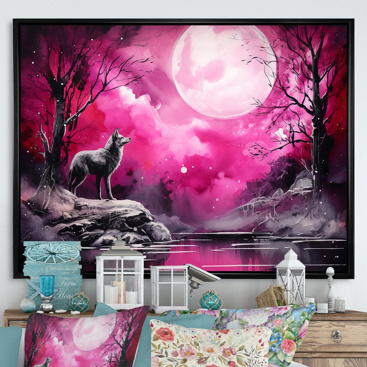 Moonlight Wolf Marvel - Pink Wolf Wall Art