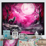 Moonlight Wolf Marvel - Pink Wolf Wall Art