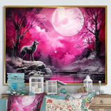 Moonlight Wolf Marvel - Pink Wolf Wall Art