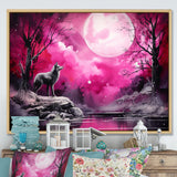 Moonlight Wolf Marvel - Pink Wolf Wall Art