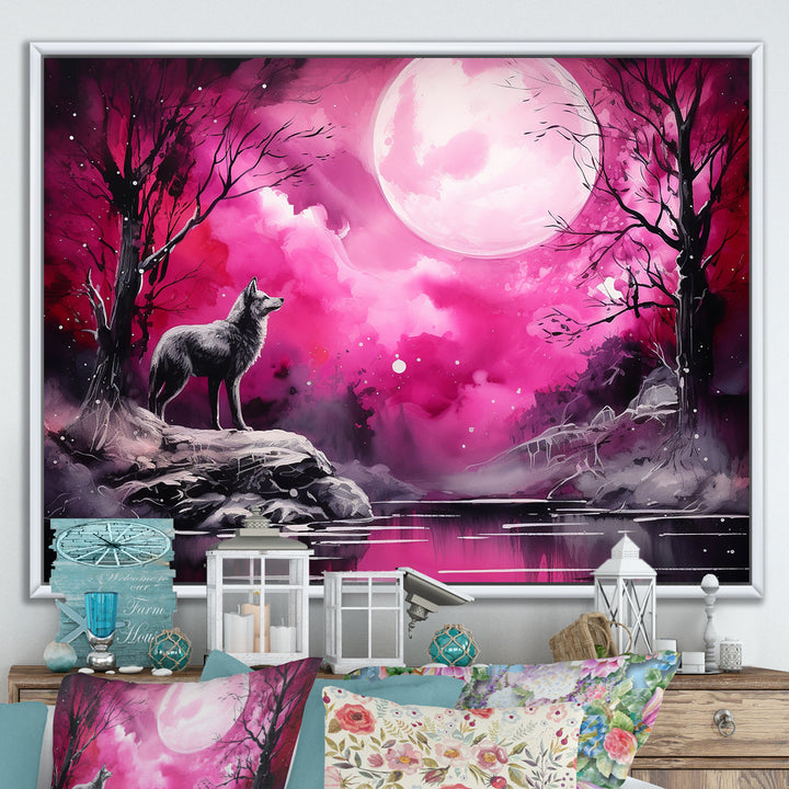 Moonlight Wolf Marvel - Pink Wolf Wall Art