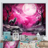 Moonlight Wolf Marvel - Pink Wolf Wall Art