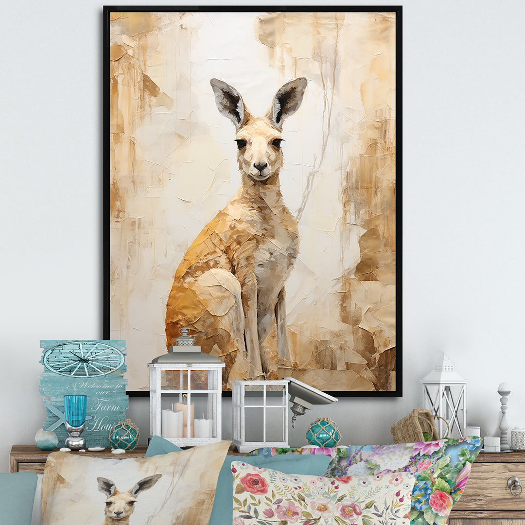 Minimal Charming Kangaroo - Kangaroo Large Canvas Wall Art