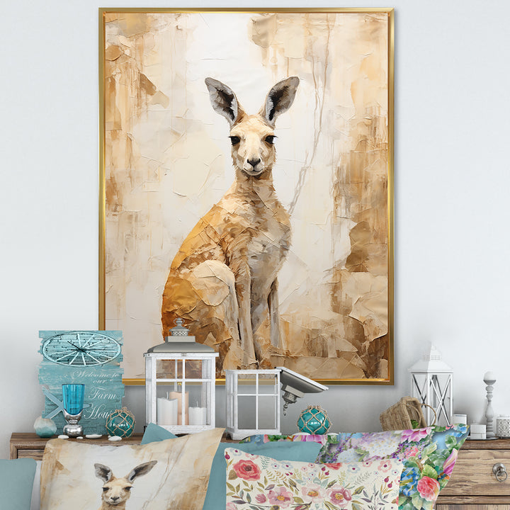 Minimal Charming Kangaroo - Kangaroo Large Canvas Wall Art