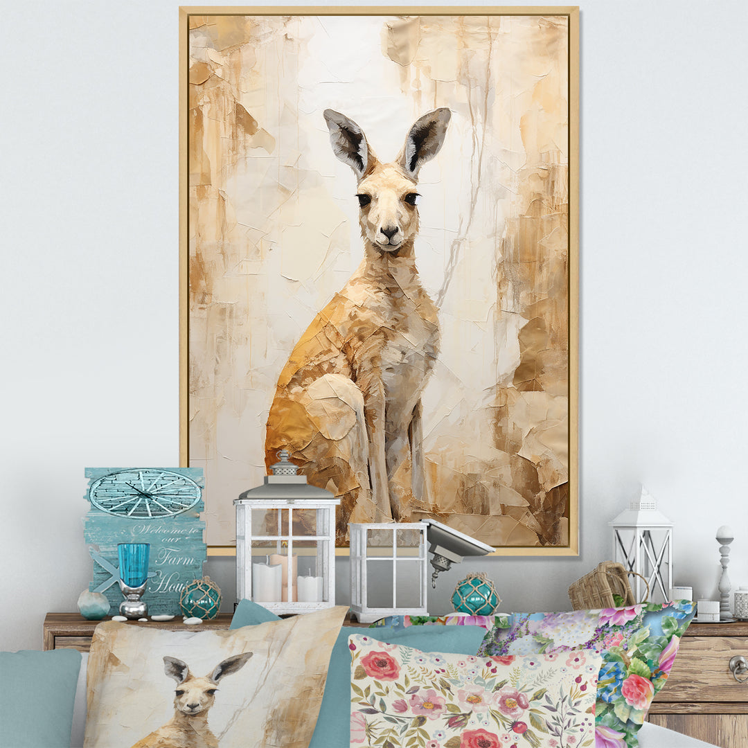 Minimal Charming Kangaroo - Kangaroo Large Canvas Wall Art