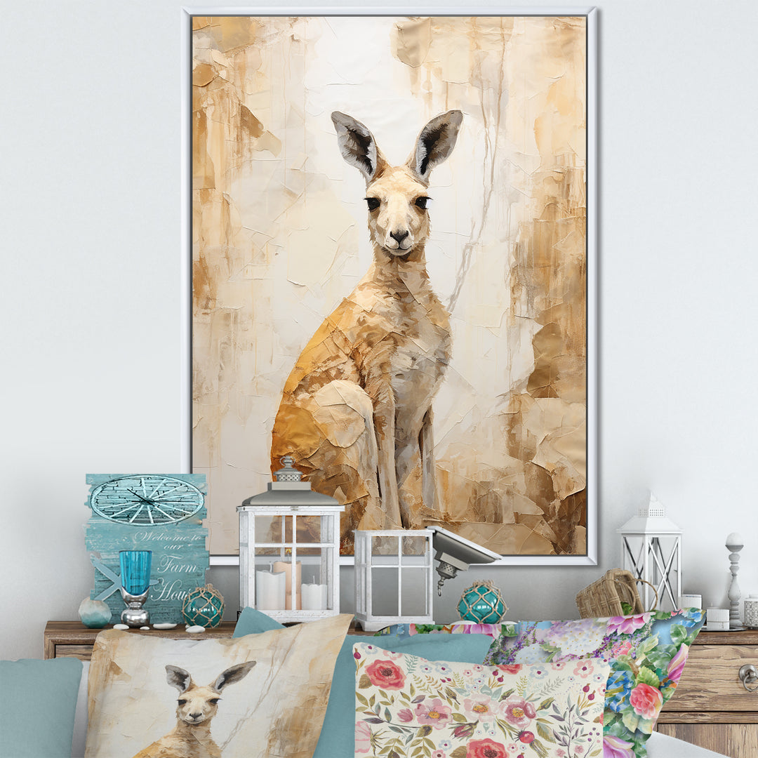 Minimal Charming Kangaroo - Kangaroo Large Canvas Wall Art