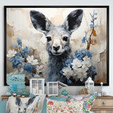 Graceful Floral Kangaroo - Kangaroo Living Room Wall Art