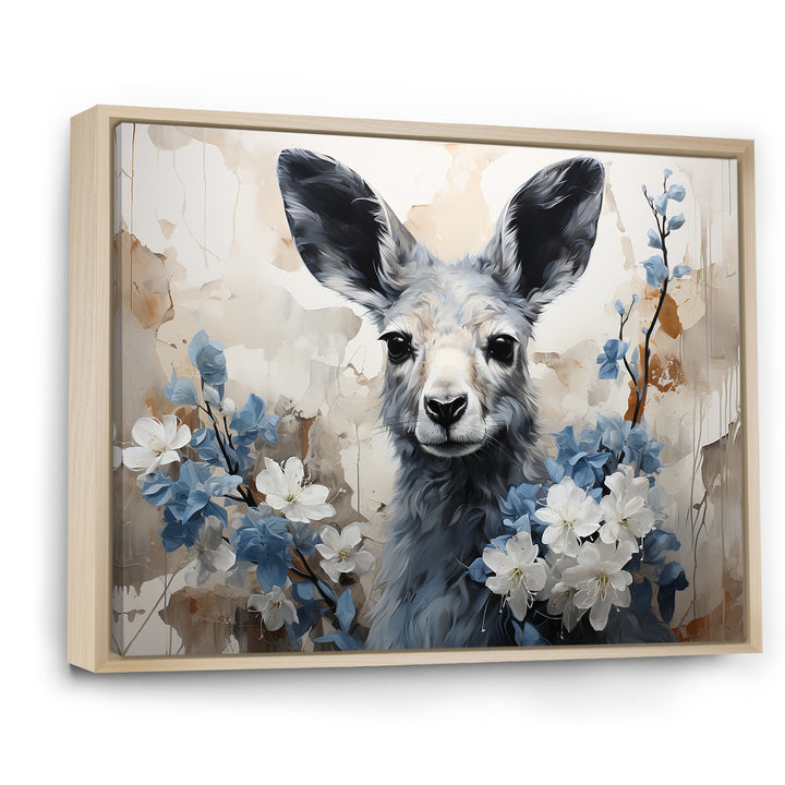 Graceful Floral Kangaroo - Kangaroo Living Room Wall Art