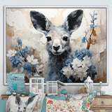 Graceful Floral Kangaroo - Kangaroo Living Room Wall Art