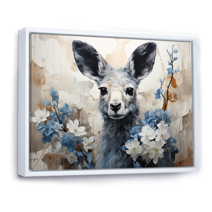 Graceful Floral Kangaroo - Kangaroo Living Room Wall Art