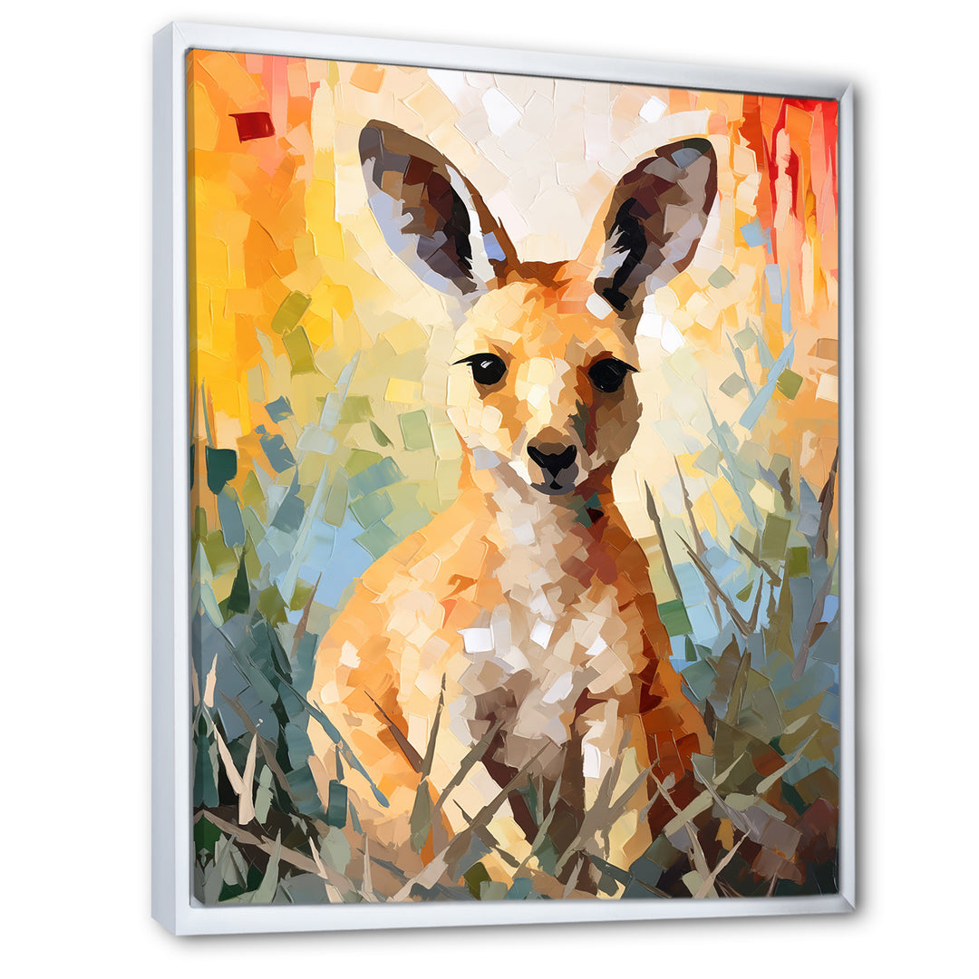 Colorful Kangaroo Mosaic Majesty - Kangaroo Canvas Wall Art