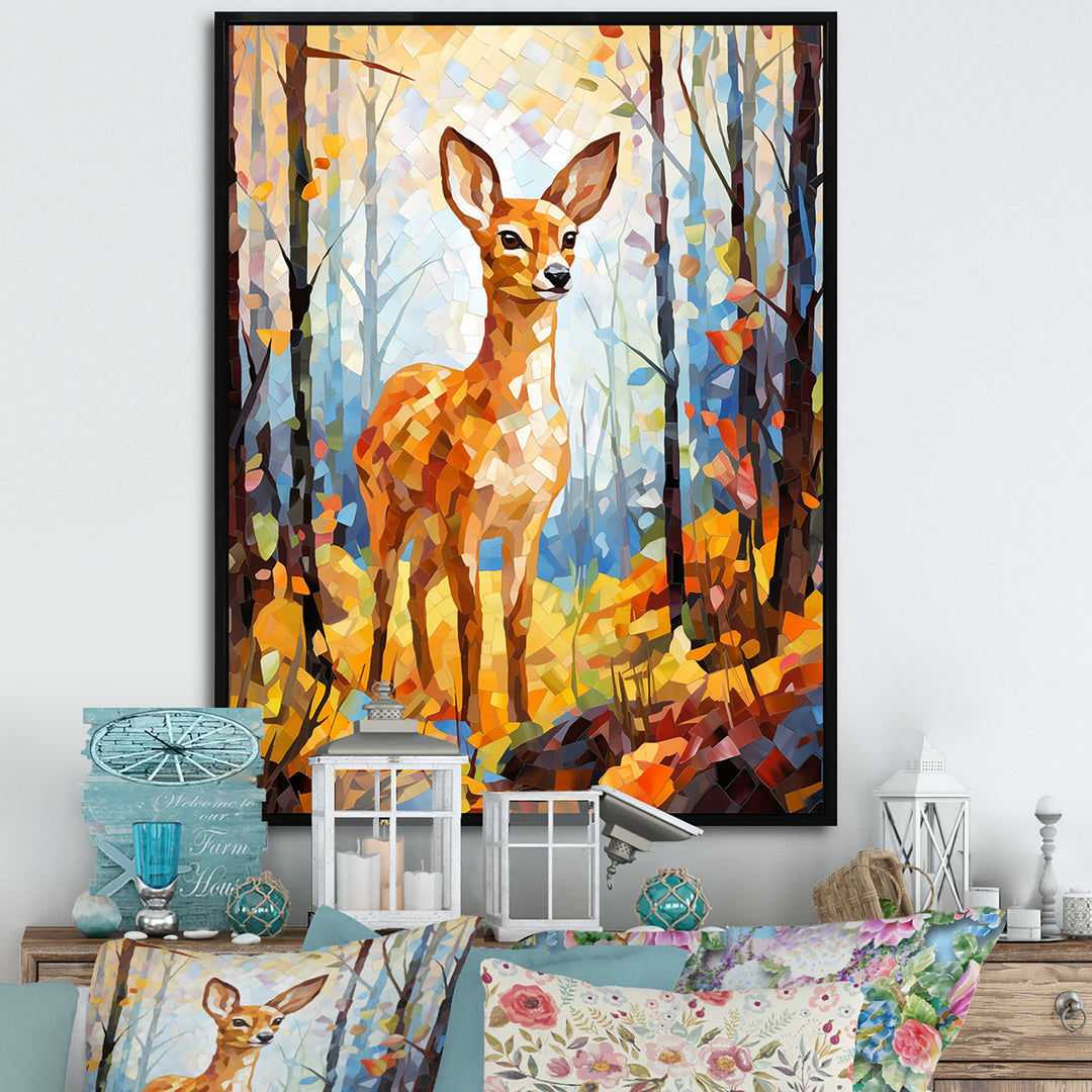 Deer Mosaic Forest Wildlife - Deer Wall Decor