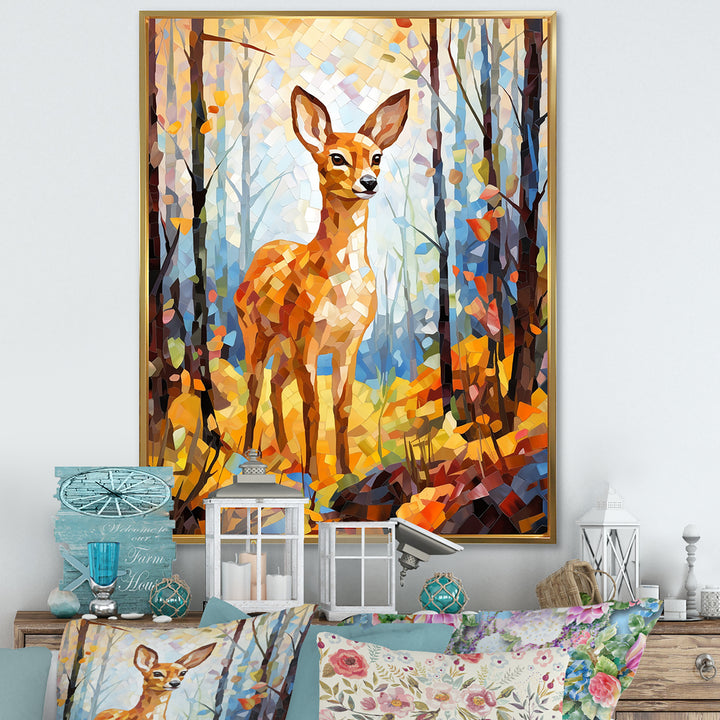 Deer Mosaic Forest Wildlife - Deer Wall Decor
