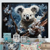 Cuddly Climbing Koala - Gray Koala Wall Art