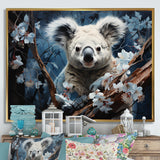 Cuddly Climbing Koala - Gray Koala Wall Art