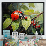 Botanical Ladybug Harmony - Ladybug Framed Canvas Art