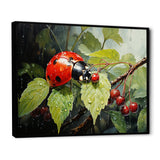 Botanical Ladybug Harmony - Ladybug Framed Canvas Art