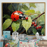 Botanical Ladybug Harmony - Ladybug Framed Canvas Art