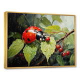 Botanical Ladybug Harmony - Ladybug Framed Canvas Art