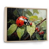 Botanical Ladybug Harmony - Ladybug Framed Canvas Art