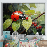 Botanical Ladybug Harmony - Ladybug Framed Canvas Art