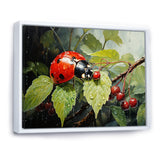 Botanical Ladybug Harmony - Ladybug Framed Canvas Art