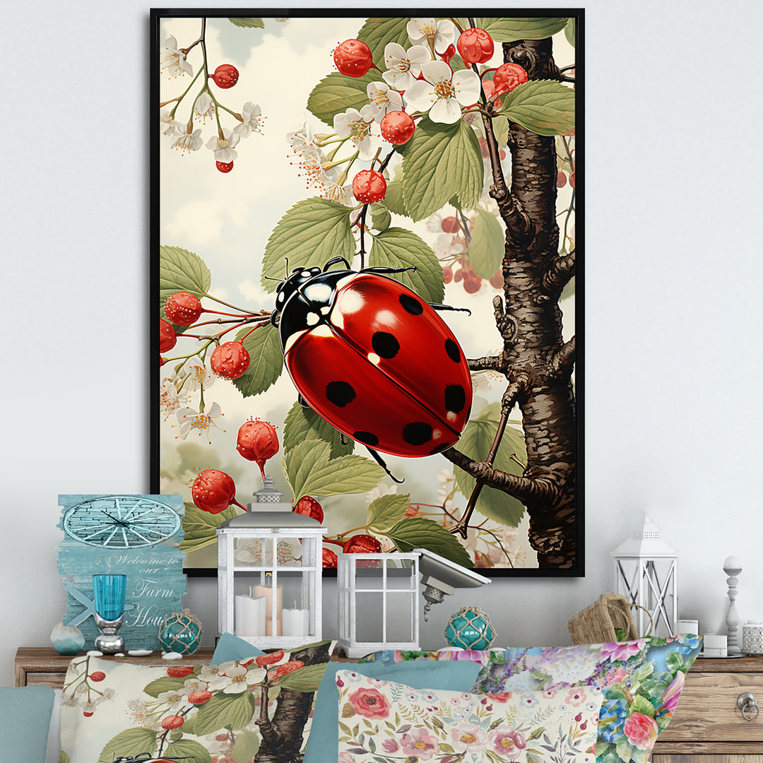 Cherry Lively Ladybug - Ladybug Home Decor Art